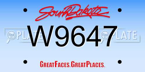 W9647 South Dakota License Plate