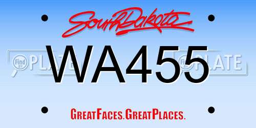 WA455 South Dakota License Plate