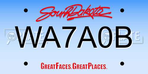 WA7A0B South Dakota License Plate