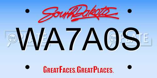 WA7A0S South Dakota License Plate