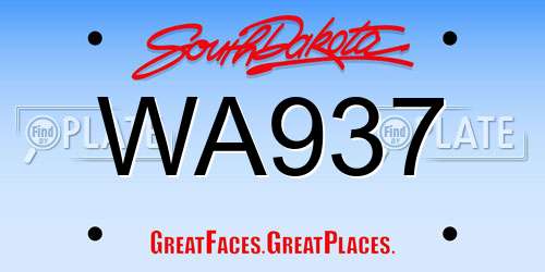 WA937 South Dakota License Plate
