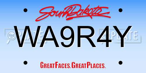 WA9R4Y South Dakota License Plate