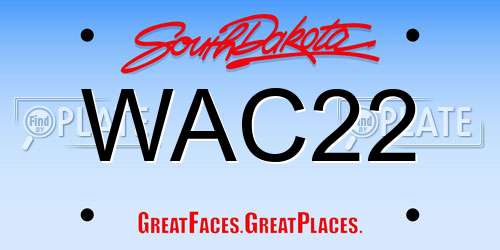 WAC22 South Dakota License Plate