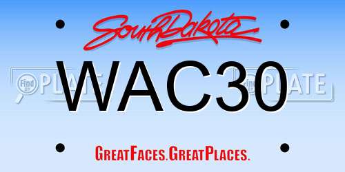 WAC30 South Dakota License Plate