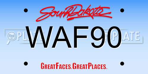 WAF90 South Dakota License Plate
