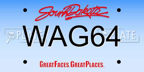 WAG64 South Dakota License Plate