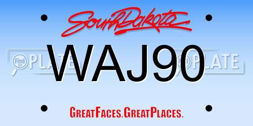 WAJ90 South Dakota License Plate