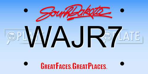 WAJR7 South Dakota License Plate