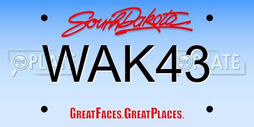 WAK43 South Dakota License Plate