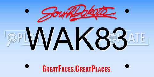 WAK83 South Dakota License Plate