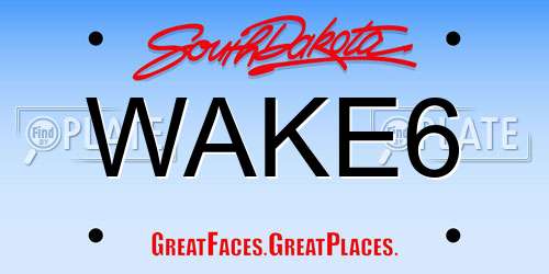 WAKE6 South Dakota License Plate