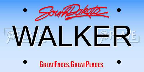 WALKER South Dakota License Plate