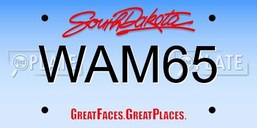 WAM65 South Dakota License Plate