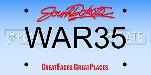 WAR35 South Dakota License Plate