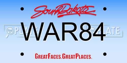 WAR84 South Dakota License Plate