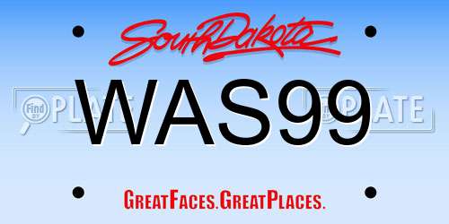 WAS99 South Dakota License Plate