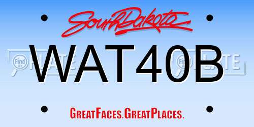 WAT40B South Dakota License Plate