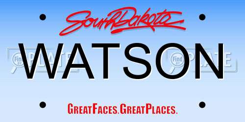 WATSON South Dakota License Plate