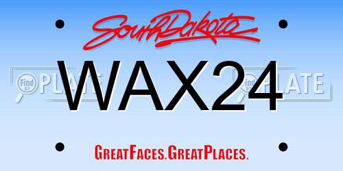 WAX24 South Dakota License Plate