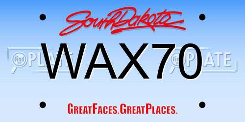 WAX70 South Dakota License Plate