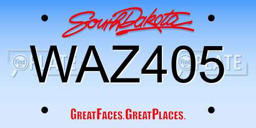 WAZ405 South Dakota License Plate