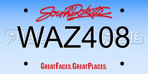 WAZ408 South Dakota License Plate