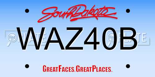 WAZ40B South Dakota License Plate