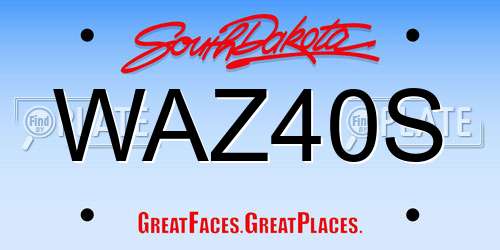 WAZ40S South Dakota License Plate