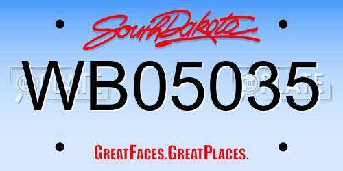 WB05035 South Dakota License Plate