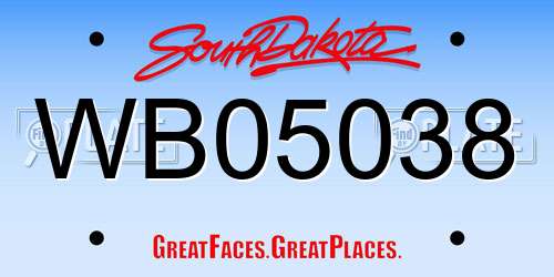 WB05038 South Dakota License Plate