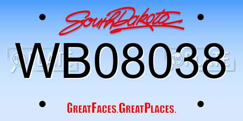 WB08038 South Dakota License Plate