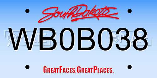 WB0B038 South Dakota License Plate