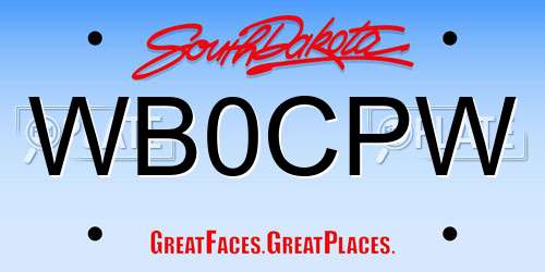 WB0CPW South Dakota License Plate