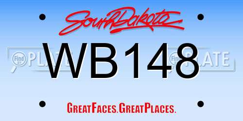 WB148 South Dakota License Plate