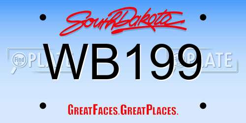 WB199 South Dakota License Plate