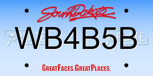 WB4B5B South Dakota License Plate