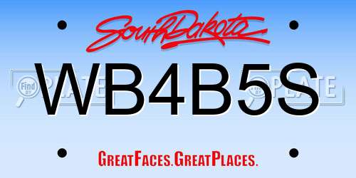 WB4B5S South Dakota License Plate