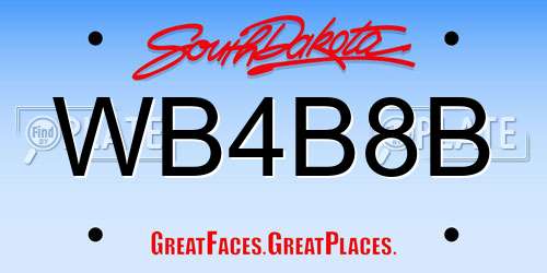 WB4B8B South Dakota License Plate