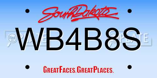 WB4B8S South Dakota License Plate