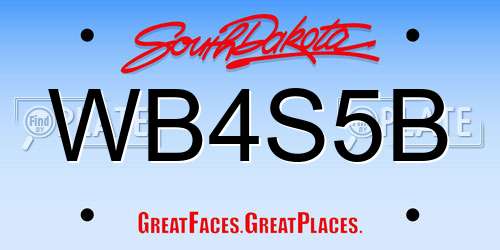 WB4S5B South Dakota License Plate