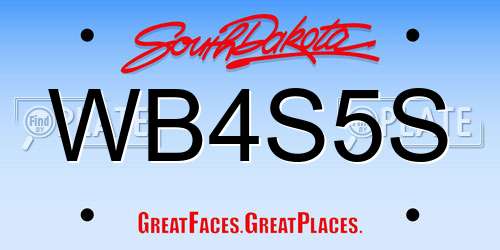 WB4S5S South Dakota License Plate