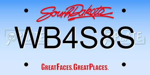 WB4S8S South Dakota License Plate