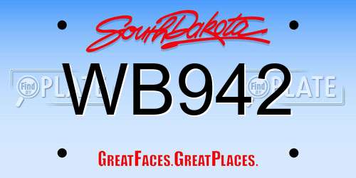 WB942 South Dakota License Plate