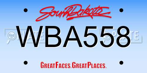 WBA558 South Dakota License Plate