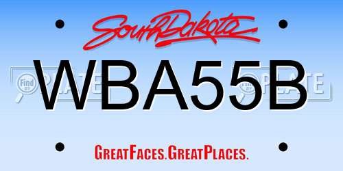 WBA55B South Dakota License Plate