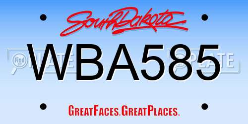 WBA585 South Dakota License Plate