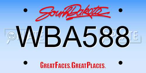 WBA588 South Dakota License Plate