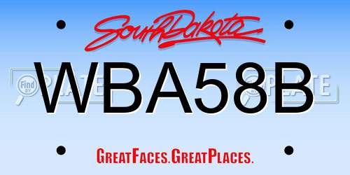 WBA58B South Dakota License Plate