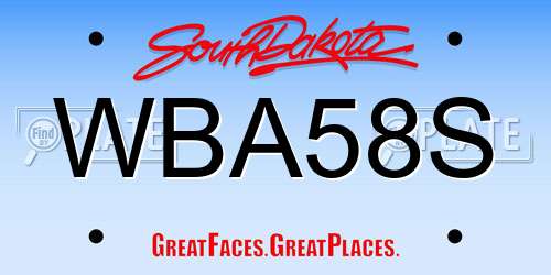 WBA58S South Dakota License Plate