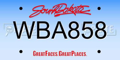 WBA858 South Dakota License Plate